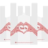 Thank You T-Shirt Merchandise Bags Pack of 200 Reusable and Disposable Grocery Shopping Bags 12" x 6.5" x 20" 30 mic White for Small Business, Take Out / To Go Restaurant