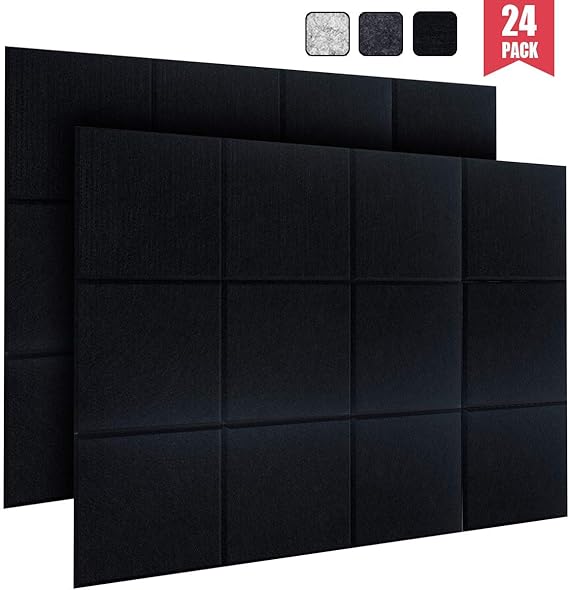 DEKIRU 24 Pack Acoustic Panels, 12 X 12 X 0.4 Inches Sound