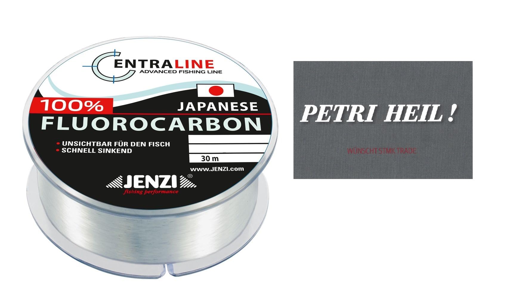 Set: 30-50 m, 100% fluorocarbon leader line from Jenzi Ø 0.16-0.39 mm fishing line, perfect as a leader for perch, zander or trout + free Petri Heil! sticker (0.39 mm - 30 m - 8.38 kg)