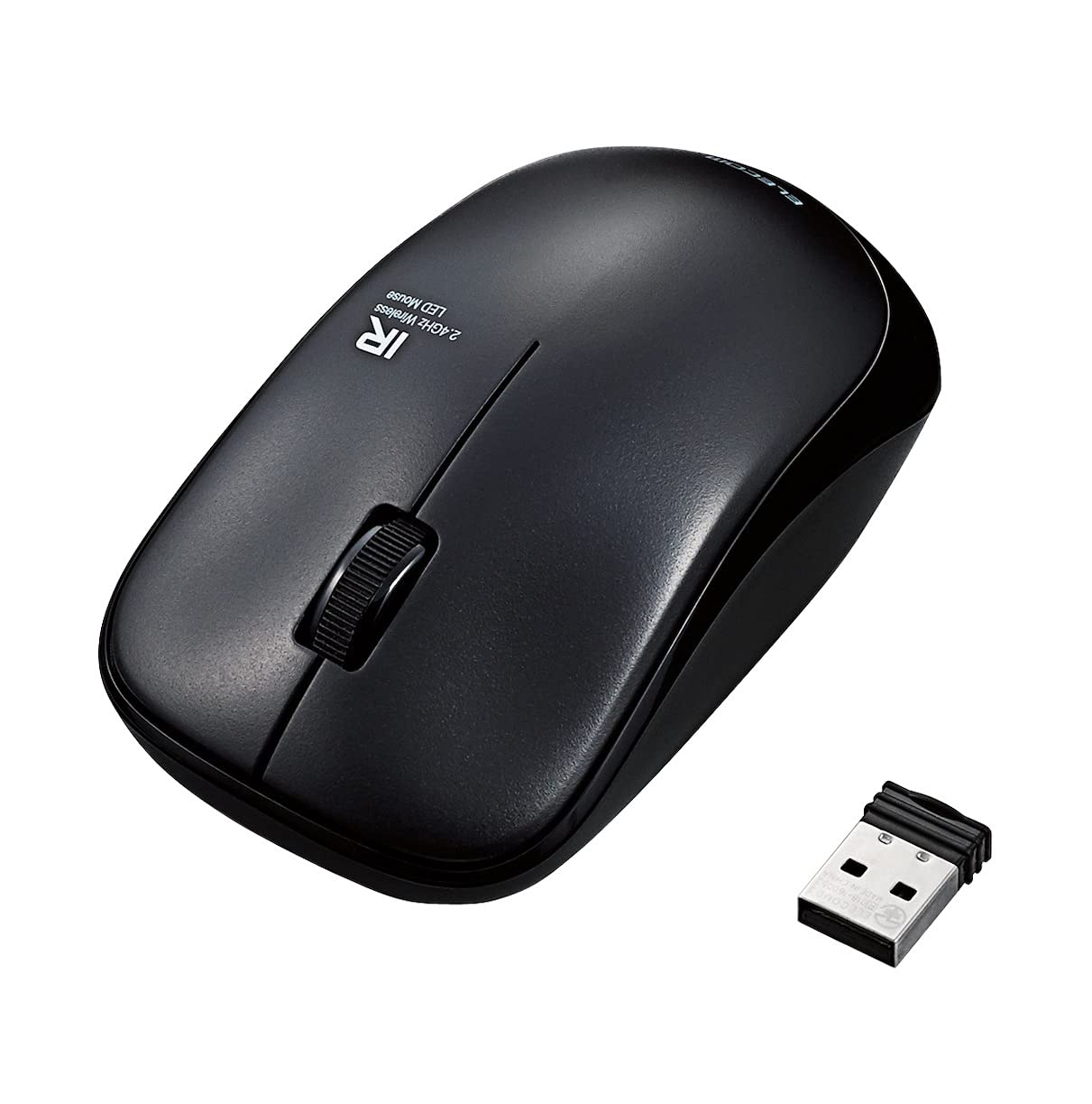 エレコム マウス ワイヤレス (レシーバー付属) Mサイズ 3ボタン 約2.5年電池交換不要 省電力 ブラック M-FIR08DRBK商品画像