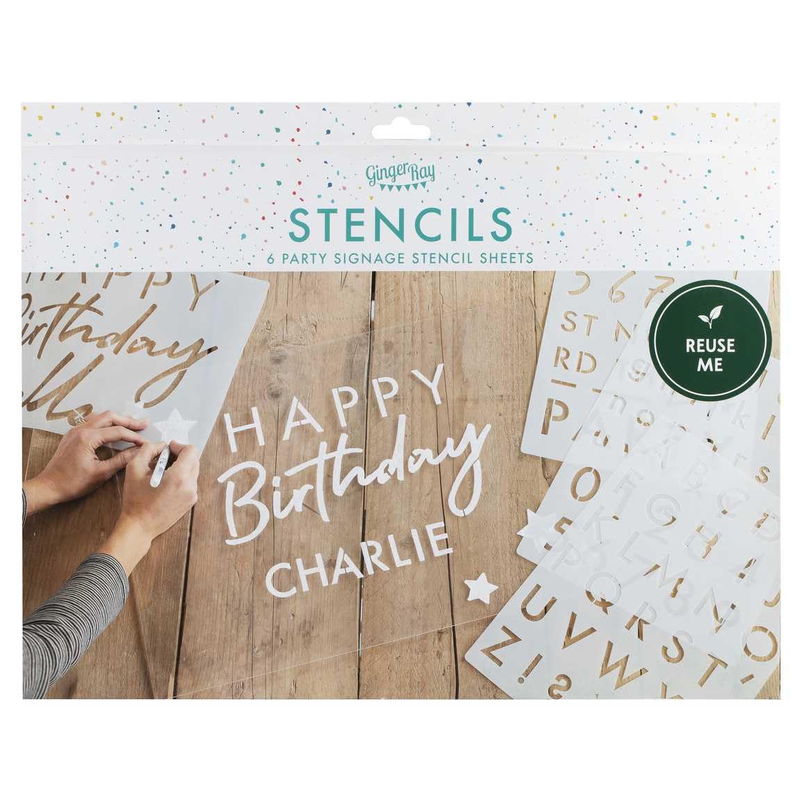 Ginger Ray Birthday Party Stencils Kit for Decorating Signs & Boards for Birthday Party Decorations