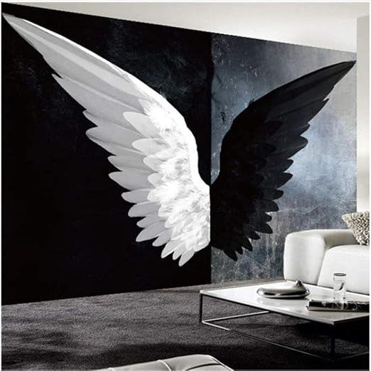 Lcymt ステレオの黒と白の翼の壁紙リビングルームの寝室のテレビのソファの背景の壁の装飾の壁紙 1x100cm 壁紙 Amazon