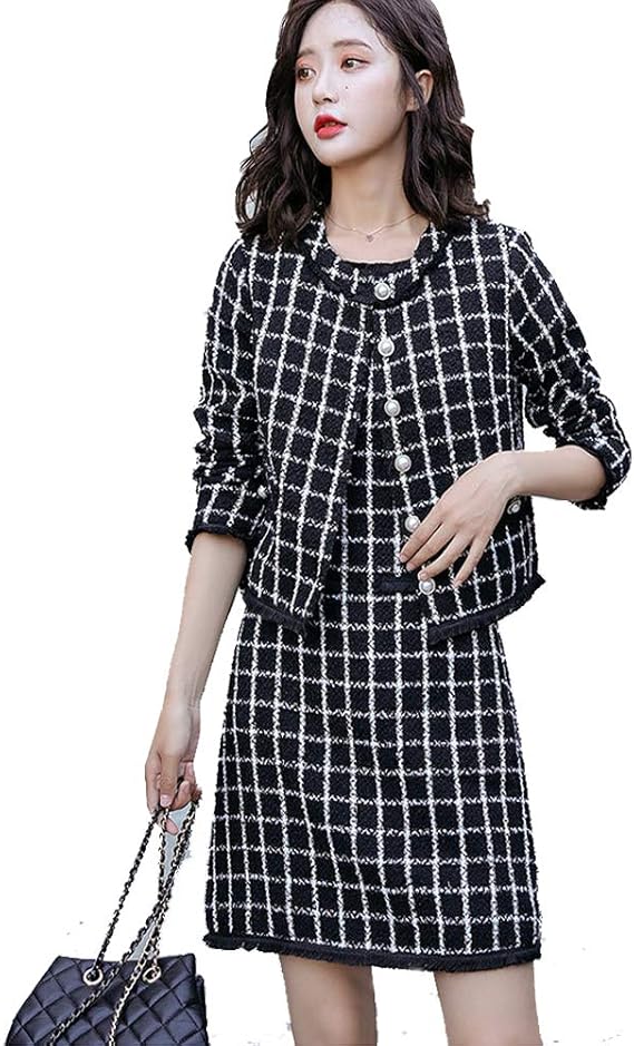 Amazon Kayaa フォマール スーツ ツイードスーツ レディース 2点セット ワンピース スーツ セレモニー スーツ 卒園式 卒業式 入園式 入学式 七五三 お宮参り 大きいサイズ 婦人服 母親 ママ 参観日 通勤 スーツ セットアップ セット ワンピーススーツ 通販