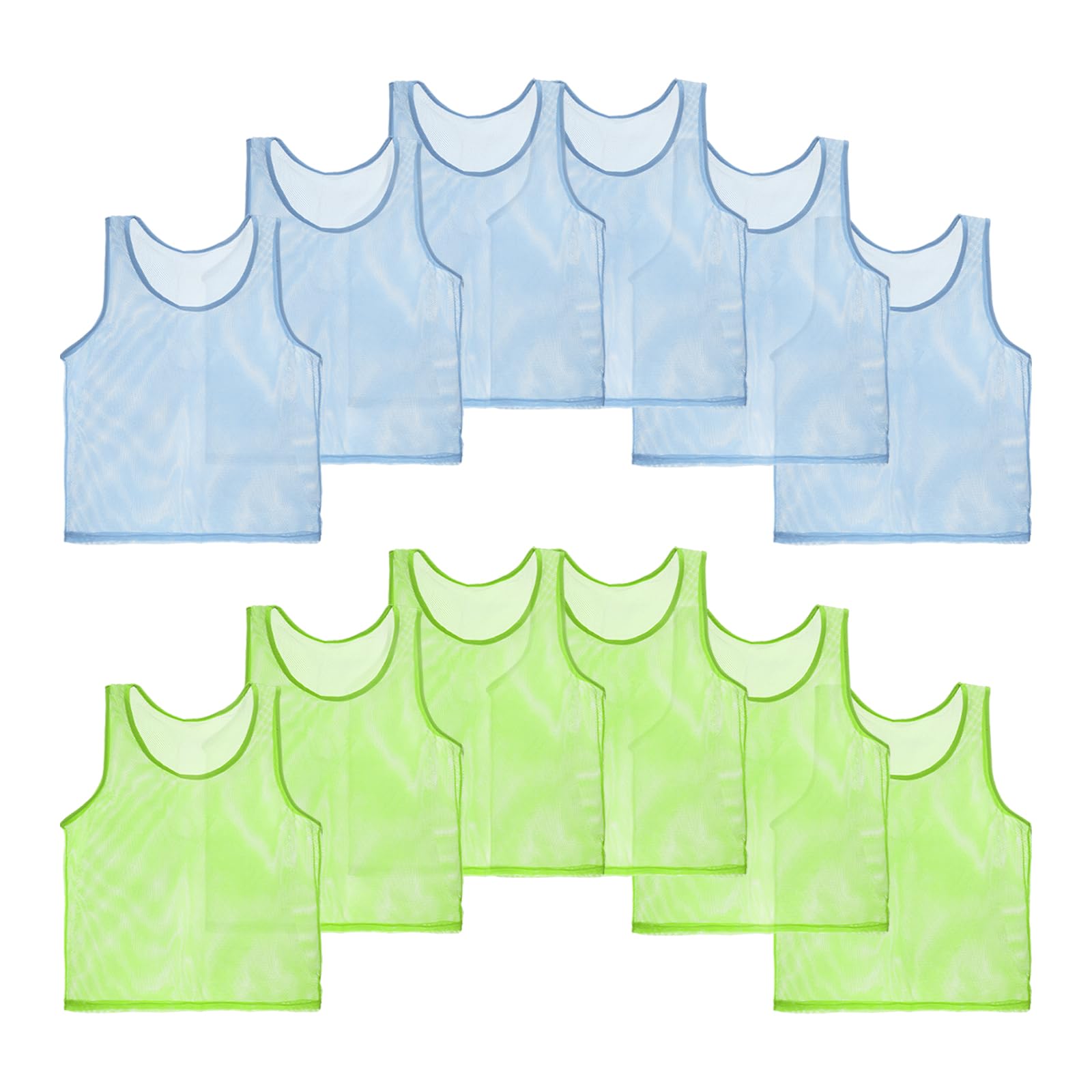 PATIKIL 12 Pack Soccer Pennies, Polyester Soccer Jersey Training Mesh Scrimmage Vests Team Sports Pinnies for Youth Football Practice Adults, Blue, Green