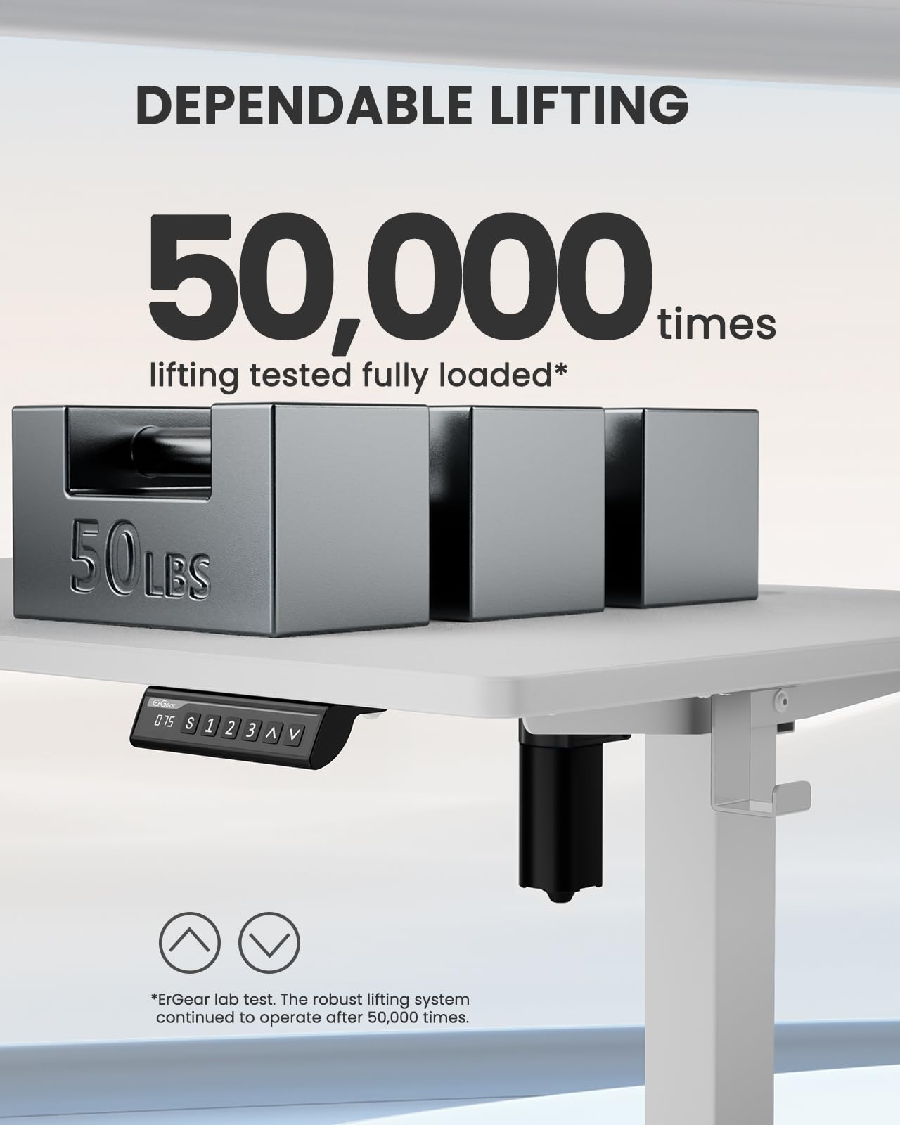 ErGear Height Adjustable Electric Standing Desk, 63 x 28 Inches Sit Stand up Desk, Large Memory Computer Home Office Desk with Two-Piece Desktop (White)