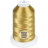 Simthread 5500Yds/5000M 40WT Polyester Embroidery Thread Brass 328 | Large 5000M spool feeds smoothly with stable 40WT polyester thread for home and commercial embroidery machines.