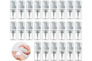MKLZ 24 Pcs Empty Foam Pump Bottle 1oz/30ml Travel Size Plastic Pump Bottle Soap Bottle Portable Small Hand Sanitizer Dispenser Bottles, Refillable Clear Instant Foaming Bottles for Hand Lotion Shampoo