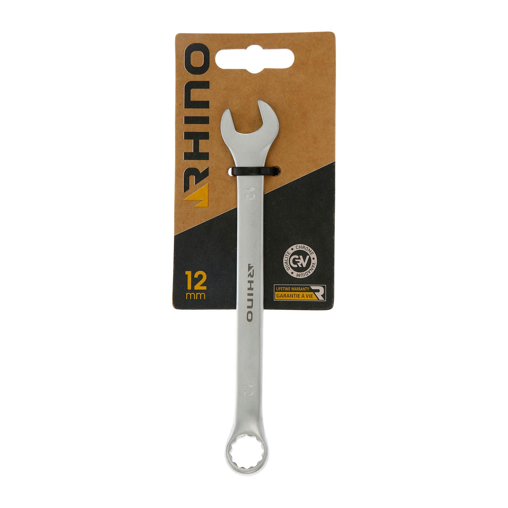 RHINO 12mm Combination Wrench, Ring Spanner and Combination Spanner - 12mm Diameter - High Quality - Made of Steel (Chrome Vanadium) - - Various Sizes Available