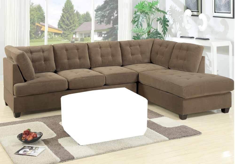 Amazon Com Poundex Beige Suede Microfiber Fabric Sectional Sofa