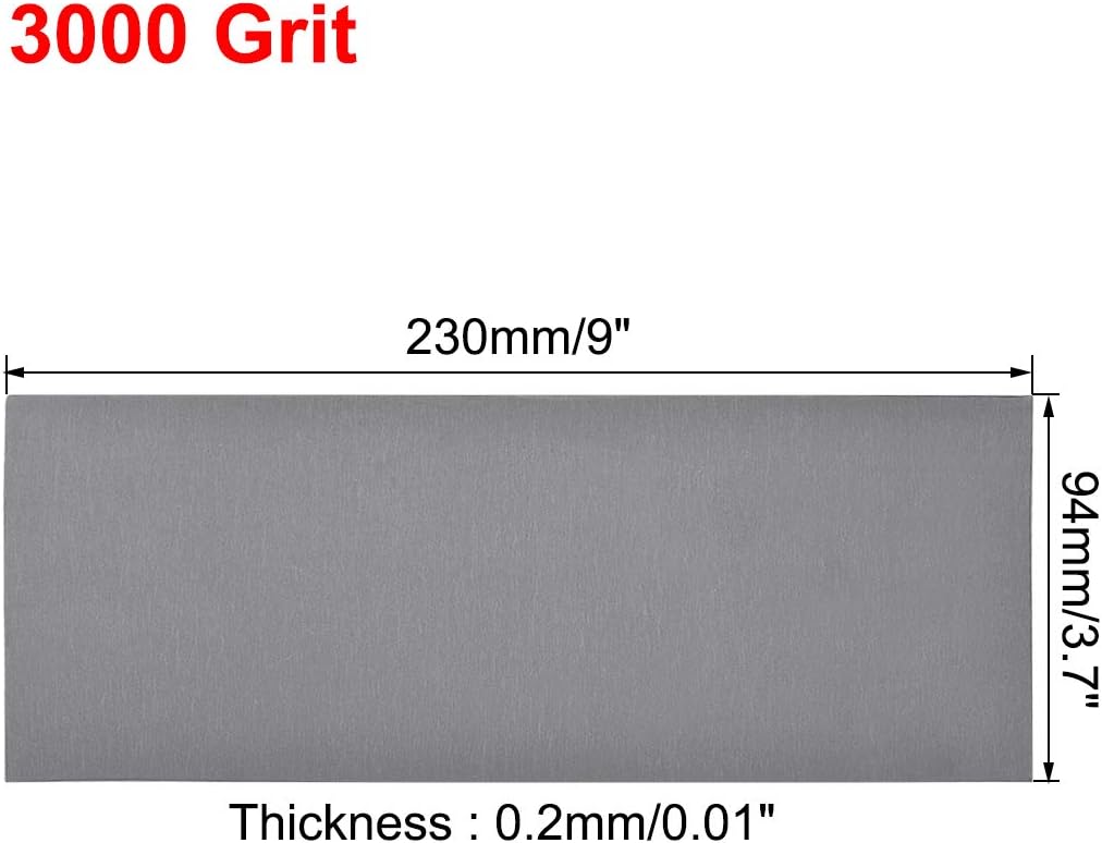 sourcing map 3000 Grits Sanding Sheets 9-inch x 3.6-inch Wet Dry Silicon Carbide Sandpaper for Wood Furniture Metal Polishing 5pcs - Image 4