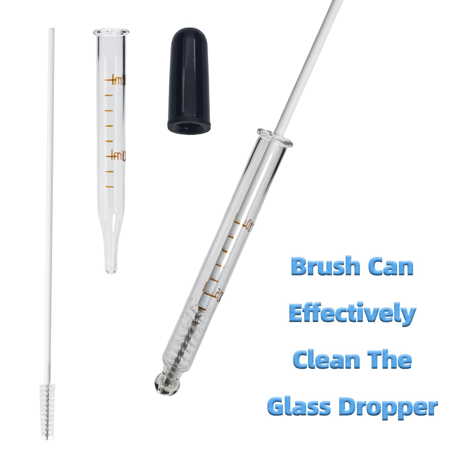 6 PCS 1 mL Glass Eye Droppers with Clean Brush for Essential Oils, Lab, Health Care, Crafts - Glass Dropper, Eye Dropper, 1mL Pipettes Dropper, Medicine Dropper