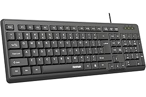 Hofotek Wired Computer Keyboard, Full Size USB Quiet Keyboard with Number Pad,Slim Compact Soft Basic Laptop Keyboard for Win