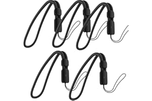 Hand Wrist Strap Lanyard for Phones, Cameras, GoPro, Car Keys, Keychains, and More | 5 Pack Black Adjustable Phone Lanyard fo