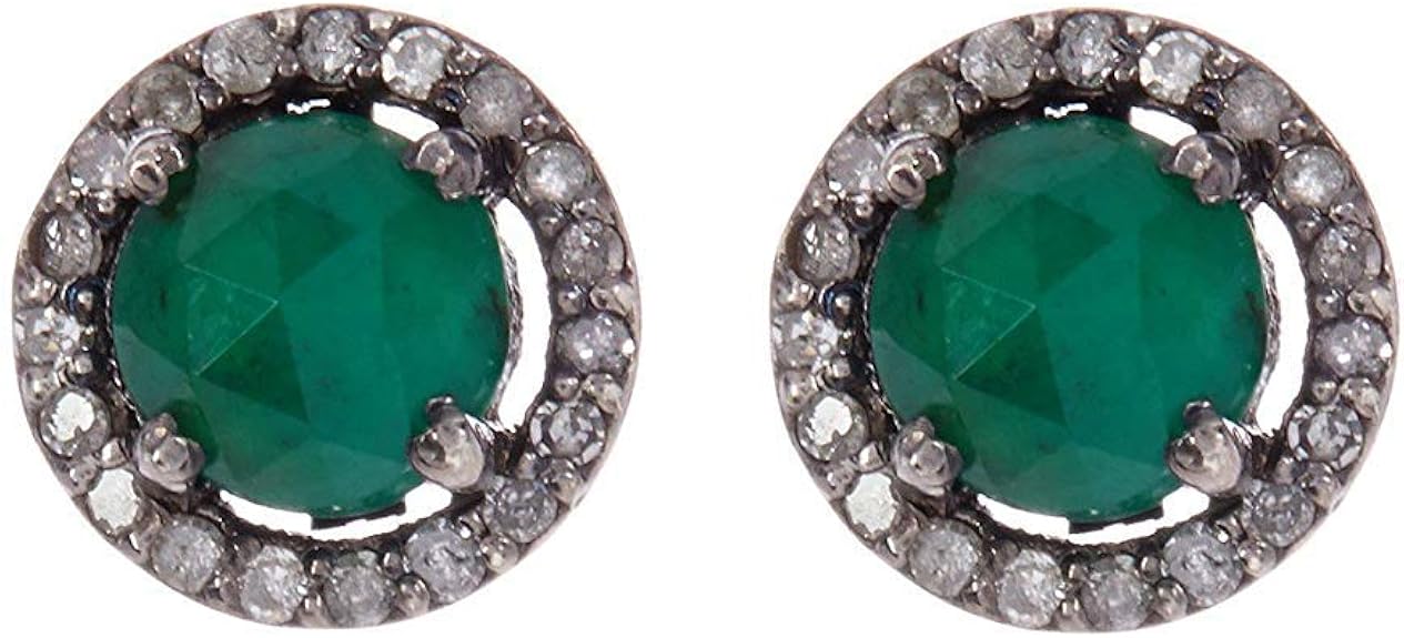 Orecchini A Lobo Color Smeraldo Per Donne Orecchini In Argento Sterling 5mm Echo Con Diamante Champagne Amazon It Gioielli