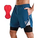 Sportneer Bike Shorts for Men - 3D Padded Lightweight MTB Fit Riding Biking Bicycle Biker Shorts with Zipper Pockets