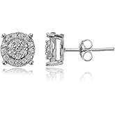 Sterling Silver Round Cubic Zirconia Stud Earrings