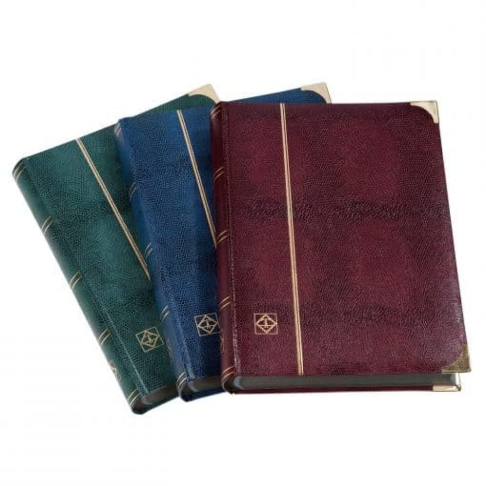 Leuchtturm 341943 Stamp Collection Album Comfort Deluxe - 64 black DIN A4 pages - padded, crocodile look - red