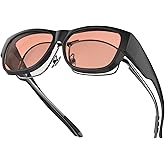 Goiteia FL-Rose Migraine Glasses Fit Over Glasses, Light Sensitivity Glasses for Fluorescent LED Glare/Screen Light/Migraine Relief, Block The Light From The Side