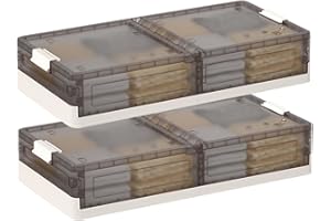2 Pack Under Bed Storage Containers with Lids, Underbed Storage Drawers, Multi-Purpose Foldable Stackable Bins with Wheels fo