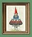Old Garden Gnome chilling on a toadstool illustration beautifully upcycled dictionary page book art print