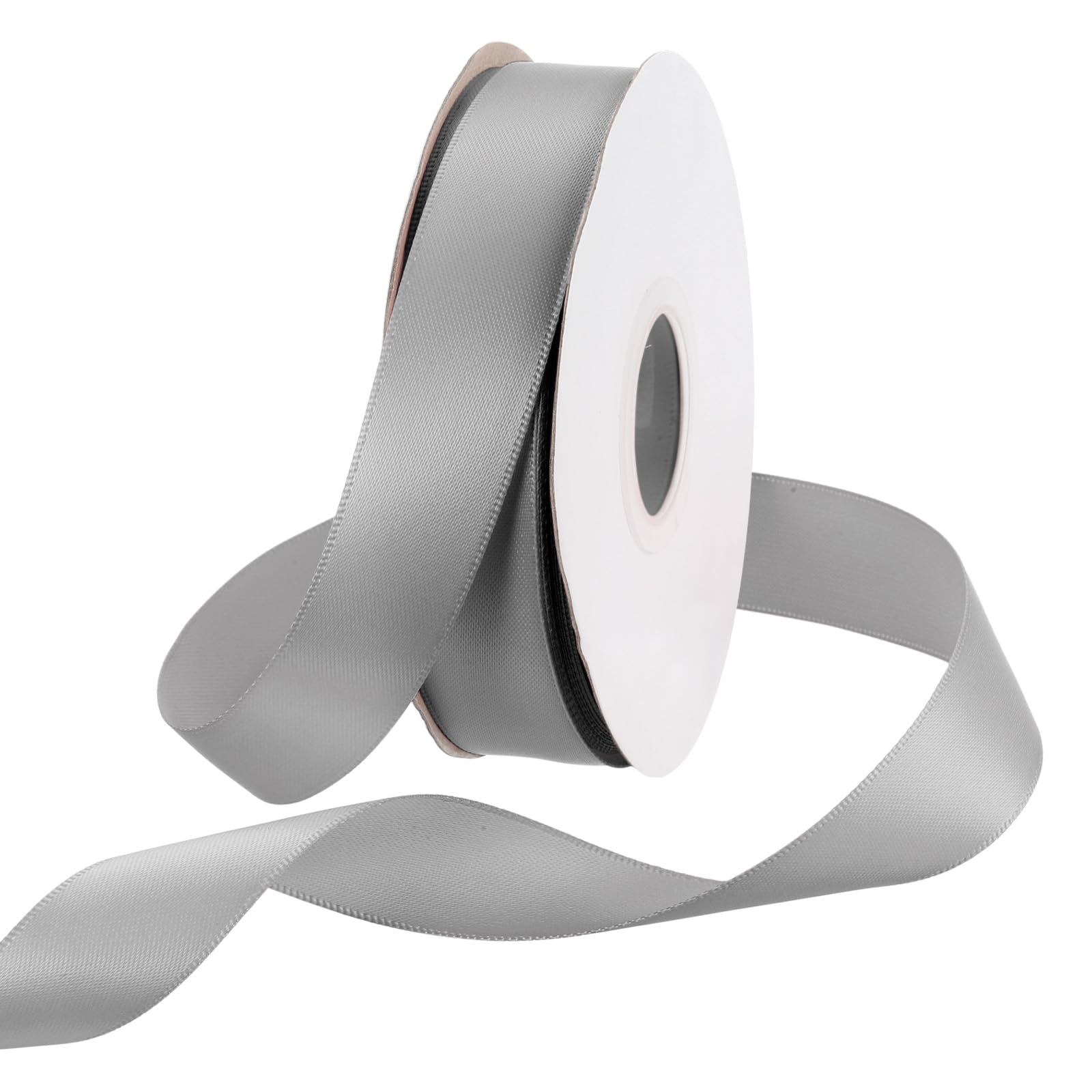 Rebower 20mm Satin Ribbon 23m Thick Double Face Grosgrain Silk Ribbon, [for Gift Wrapping, Hair Bows, Wedding, Cake, Flower] - 25 Yard/75ft/ Dark Grey
