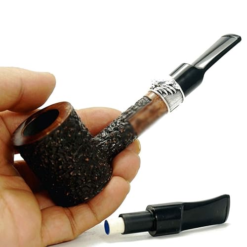 SHENRQIA Hookah Full Set Briar Tobacco Pipe Old-Fashioned Handmade Solid  Wood Smoking Set Men's Filter Tobacco Dry Pipe Pot Double Cigarette Holder  is The Best Gift for Friends and Family in Kenya |