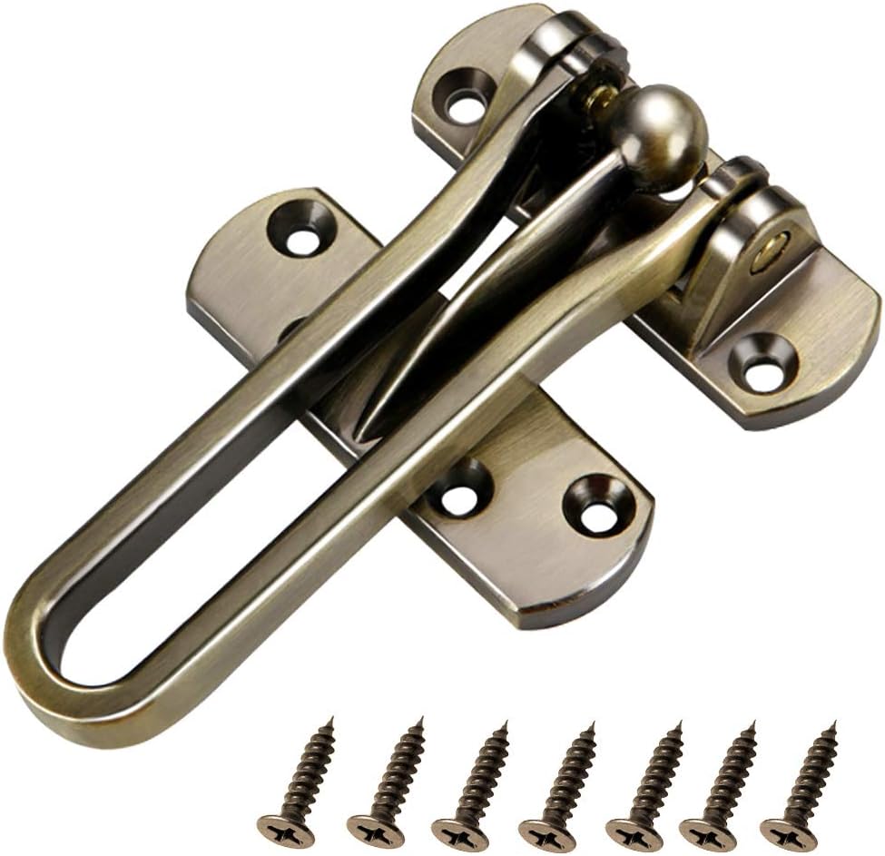 Home Security Door Lock Latch for Swing-in Doors,Front Door Locks for Kids,Swing Bar Lock(Bronze)