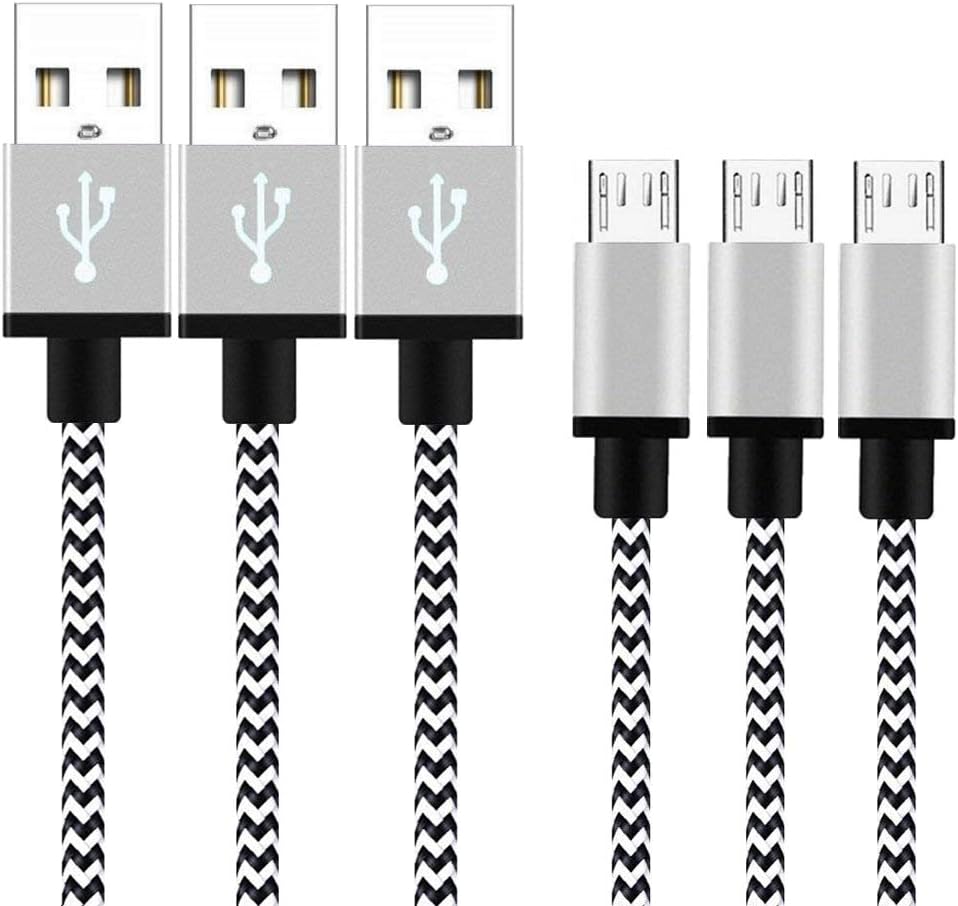 Micro USB Cable Yosou Android Cable [3 Pack, 2M/6FT] Nylon Braided USB Charger Cable Compatible with Samsung Galaxy S6/S7/S5/S4, Sony, Huawei, LG, Nokia, Nexus, HTC, PS4 Controller and More