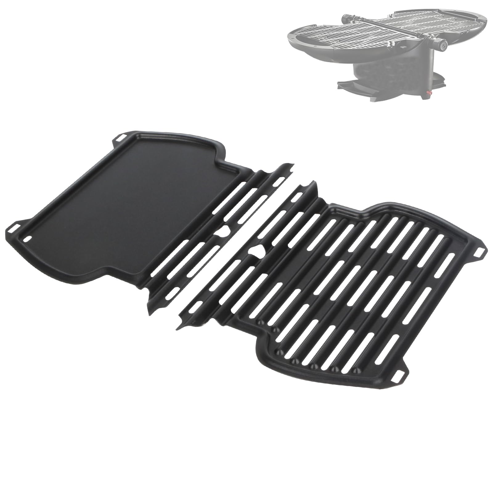 Photo 1 of 2-Pack Griddle & Grate for nomadiQ Portable Propane Gas Grill with Protective Cover, Heavy-Duty Steel Griddle Pan for nomadiQ Portable BBQ Grill, Grilling Accessories Replacement Parts Carrying Strap