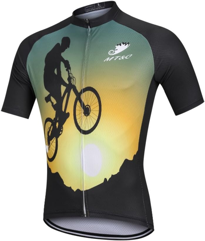 ArmoFit Men's Short Sleeve Cycling Jerseys with Pocket Road Bike Shirts Full Zipper Reflective Breathable