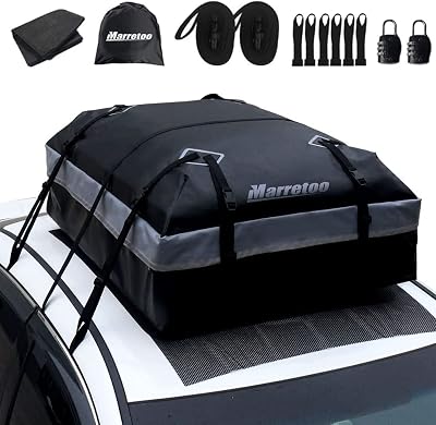 Marretoo 21 Cu Ft Roof Cargo Bag Waterproof with Anti-Slip Mat for Cars