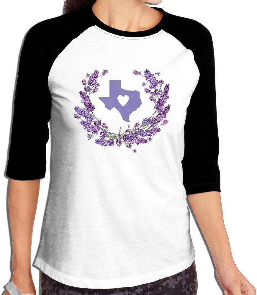 Women Texas State Bluebonnet I Love 3/4 Sleeve Raglan Baseball T-Shirt