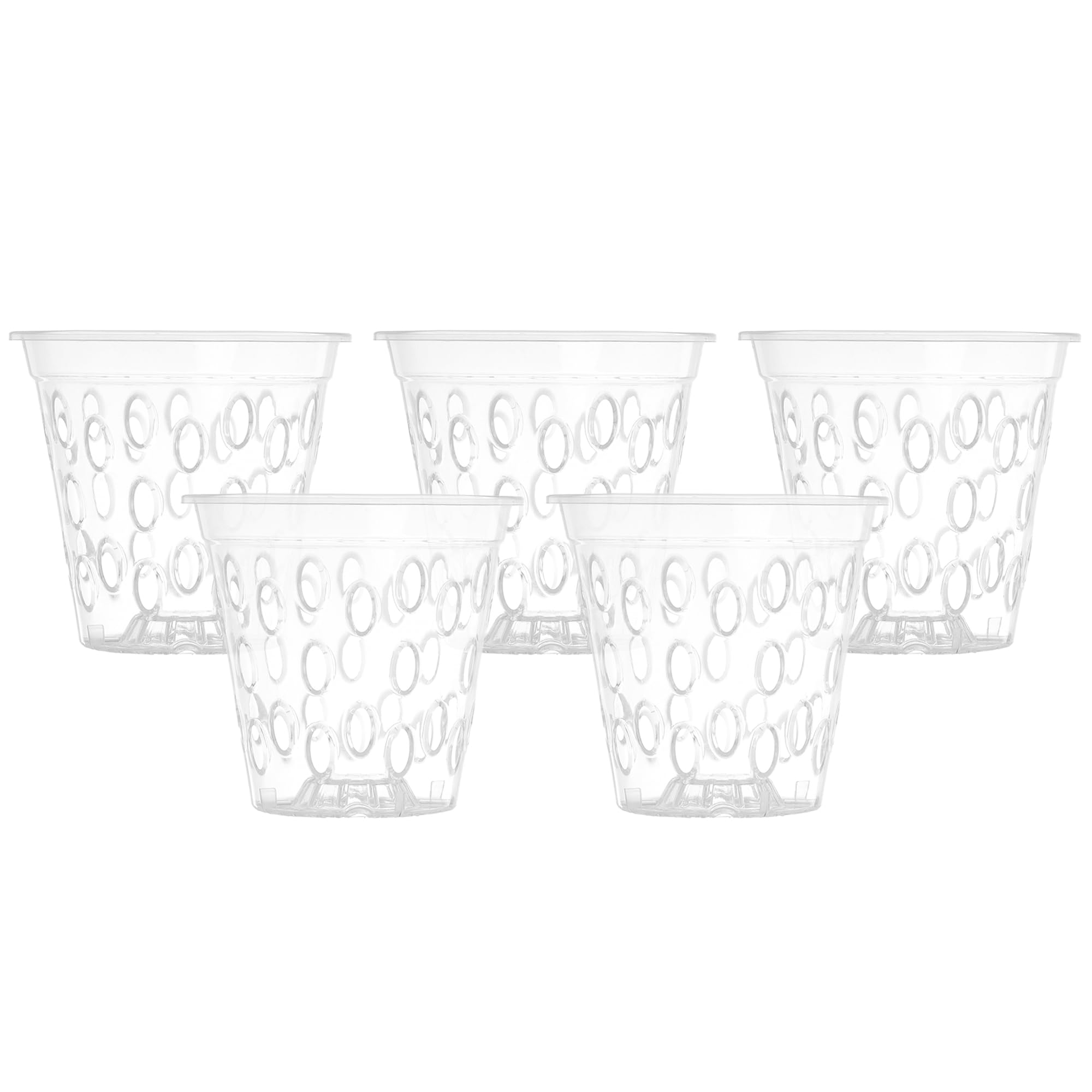 Kalapanta Transparent Plastic Pot for Orchids with holes, Mesh Pot with raised bottom - (Ø 14 cm, 5 pots)