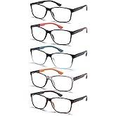 BLOEXCLU 5 Pack Reading Glasses Men Blue Light Blocking Anti Eyestrain Square Computer Readers for Women Eyeglasses