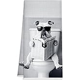 BASGIATH WAR COLLEGE Funny Dog Bath Towel,Bulldog Bathroom Hand Towel, Waffle Weave Dish Towel,Absorbent Kitchen Towels or Decorative, Funny Gift for Friends, Dog Lovers, or Housewarming 16x24 Inch