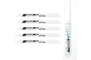 MUOZLOP 9 inch 5 Pack Reciprocating Saw Blades Set，14TPI High Carbon Saw Blades，Metal Saw Blades (5, 14TPI 225mm)