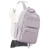 Lendolk Cute School Backpack for Teens Girls Boys Waterproof School Bag Basic Backpack for College Students Multi Pocket Backpack Lightweight Casual Daypack Backpacks for Women Men(Purple)