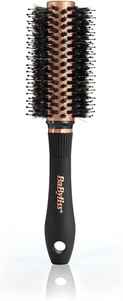 BaByliss Copper Mixed Boar Bristle Thermal Barrel Brush Black