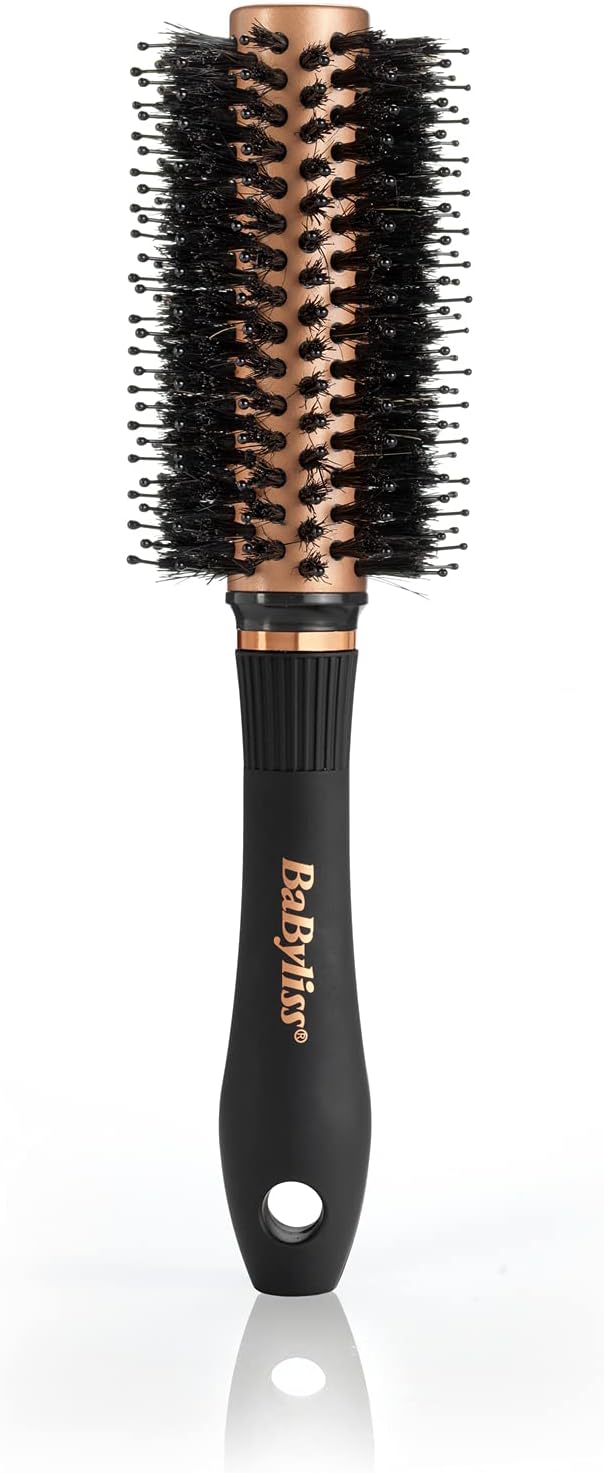 BaByliss Copper Mixed Boar Bristle Thermal Barrel Brush Black