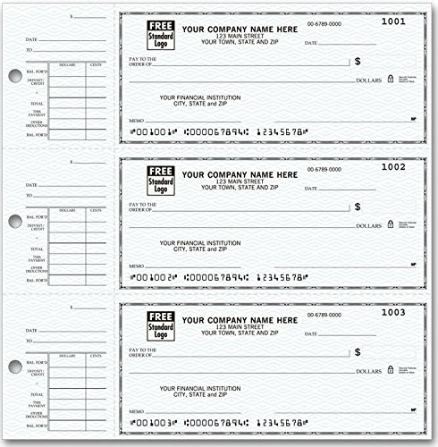 EGP Three to A Page End Stub Deskbook Checks, 250 Count 8 X 8 1/4 (Blue Safety)