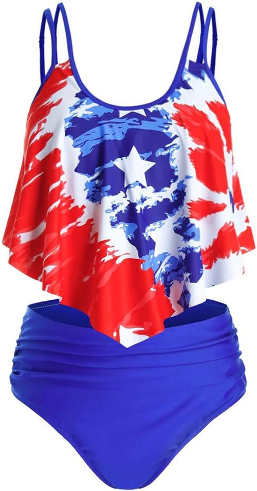 Lucky 99 Women's American Flag Bikini Swimsuits Set, Two