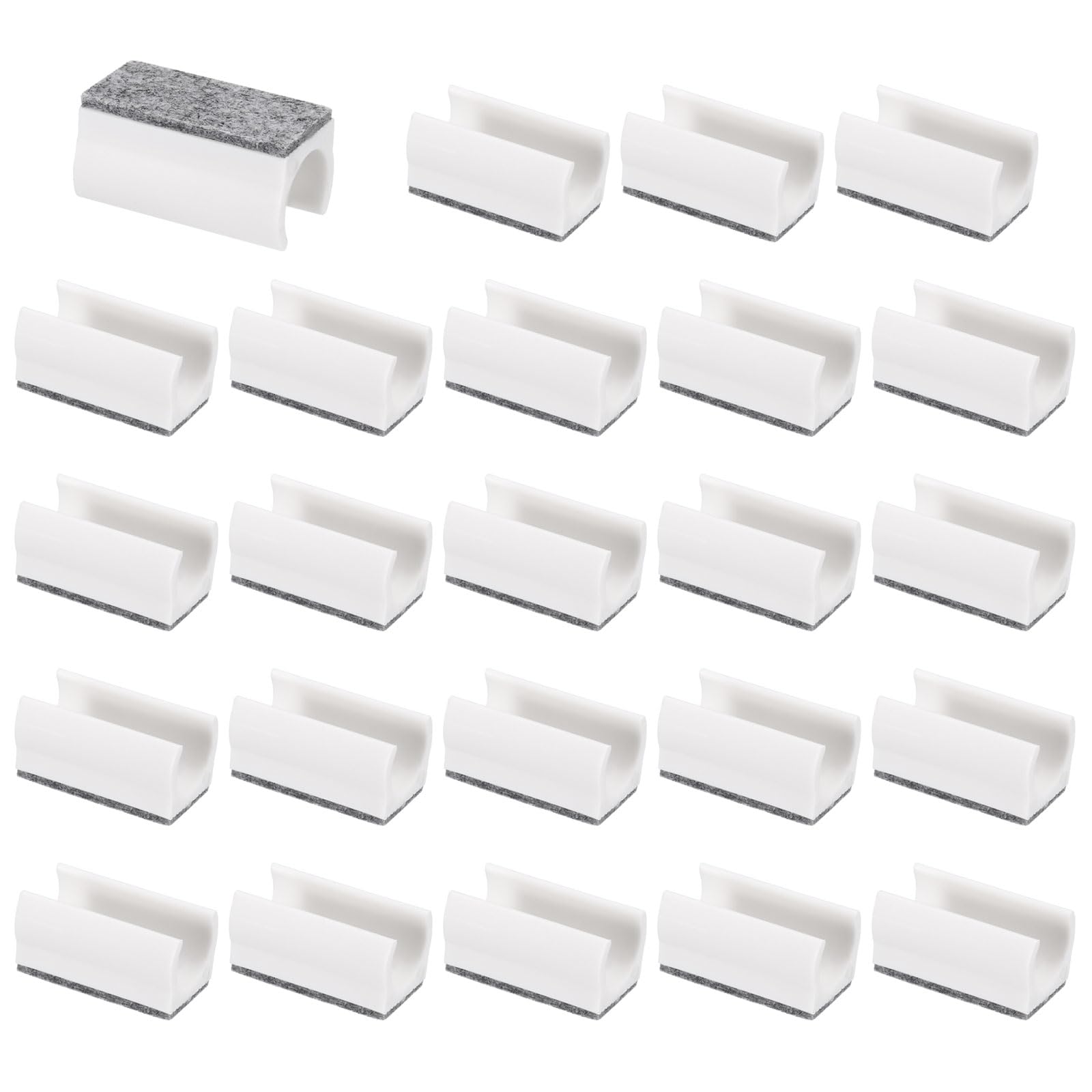 PATIKIL 19mm Rectangle Chair Leg Cover with Felt Pad, 24Pcs Slide Smoothly No Scratches No Noise Furniture Feet Hardwood Protectors Tips Floor Glides Tubing Caps for Office, White Grey