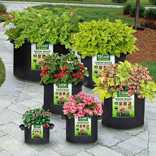 SunArea 10-Pack 10 Gallon Grow Bags, Thickened Nonwoven Aeration Fabric Pots with Reinforced Handles, Heavy Duty Plant… - Image 7