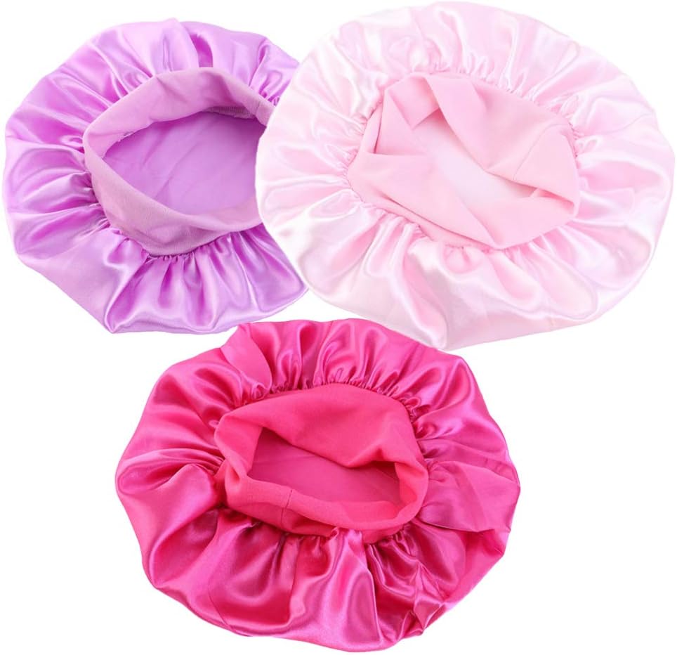 Milisten 3pcs Toddler Sleep Wide Band Silk Bonnet Children Shower Cap Kids Head Cover Sleeping Hat Beauty Head Scarf for Kids Children Infant Newborn Babies Girls