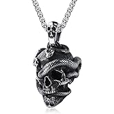 KIRTIJW Skull Necklace for Men Stainless Steel Gothic Punk Emo Biker Necklace Jewelry for Men 60cm