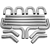 16 Pcs 2.5 Inches Mild Steel pipes, DIY Custom Exhaust Tubing Mandrel Bend Pipe Straight, U-Bend Kit, Universal Fit