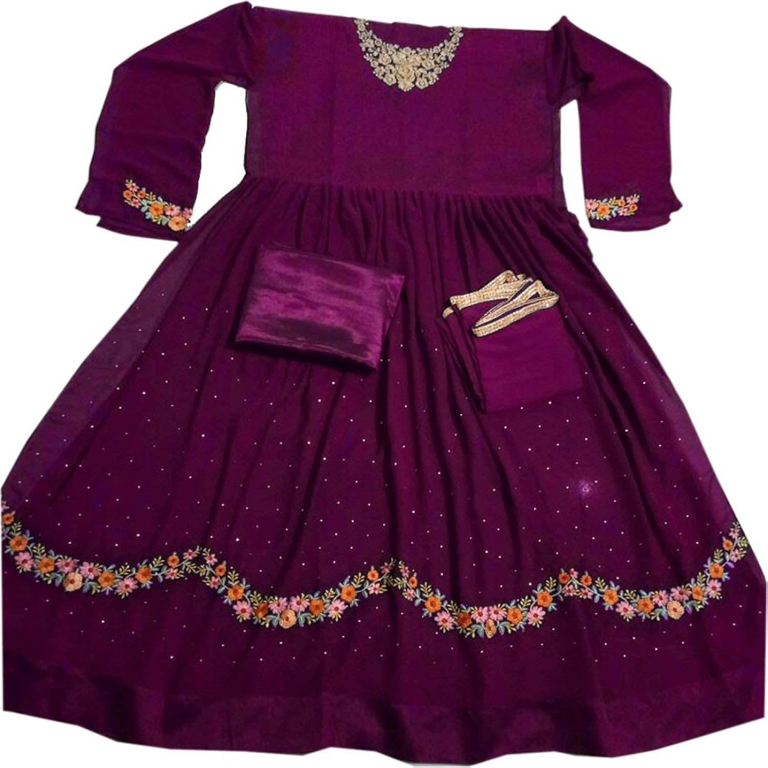 crazy women's georgette anarkali semi-stitched gown (purple_free size)