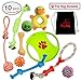 Dog ROPE Toys 10 Pack Gift Set + Free BONUS Bag – AGGRESSIVE CHEWERS NEARLY INDESTRUCTIBLE DOG TOYS Ropes with Knots Bones Balls Frisbee Chew Squeak Plush Duck Toy