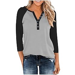 Womens 3/4 Sleeve Tops and Blouses Plus Size