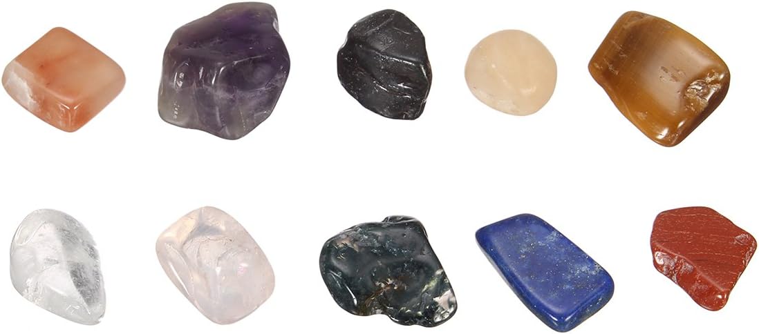 Crystal Quartz,1/2 lb 10-Stone Mix:Red Crystal.Amethyst,Red&Green Gem,Yellow Agate,Tiger's Eye,Turquoise,Rose Quartz,Green Olives,Lapis Lazuli,Red Agate, Raw Natural Crystals for Cabbing: Home & Kitchen